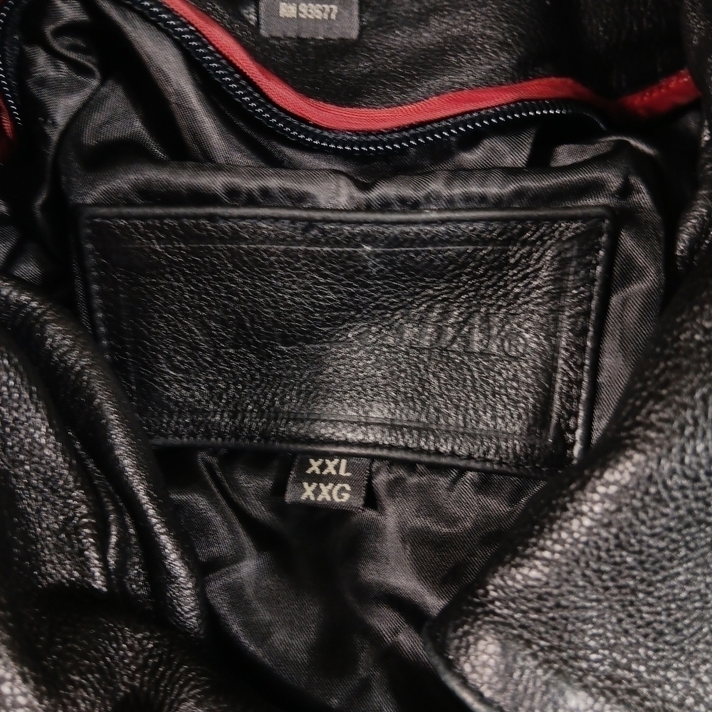 Vintage St Johns Bay Leather Coat Mens XXL Black Motorcycle Jacket Lined - Picture 2 of 10